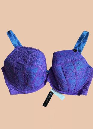 Новий жіночий бюстгальтер ann summers для великих грудей, з ущільненою чашкою, синій з фіолетовим мереживом, розмір 85 і