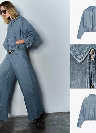 Жіноча джинсова куртка бомбер zara р.xl