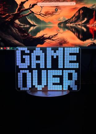Светильник настольный rgb 3d + пульт (game over) lux