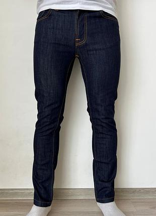 Джинсы nudie thin finn organic dry ecru embo jeans