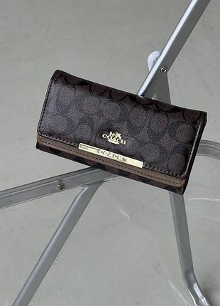 Женский кошелек coach большой двойной коричневый е