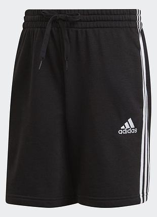 Мужские шорты adidas essentials 3-stripes gk9597 - черный цвет, стандартный крой, мягкий футер. оригинал.