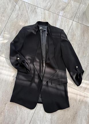 Піджак zara подовжений чорний жакет