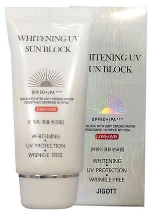 Солнезащитный отбеливающий крем jigott whitening uv sun block spf 50+/pa+++70 ml