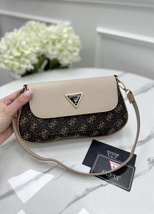 Сумка guess mini багет коричневый+беж. есть