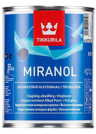 Емаль під колерування miranol tikkurila ударостійка тиксотропна, база c 0,9 л ral 9005 чорна
