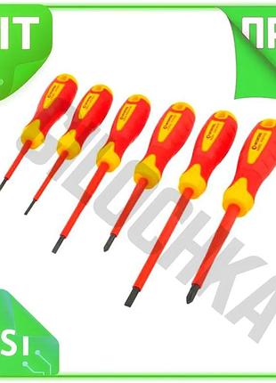 Ve набор диэлектрических отверток intertool new version 6 шт для работы с напряжением до 1000в изолиро n6w_ver