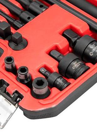 Ve набор переходников и удлинителей new version ударных intertool 1/4" 3/8" 1/2" 18ед для механиков и n6w_ver 6