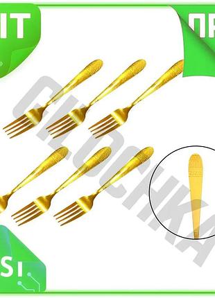 Ve набор золотистых вилок с new version узором греческий меандр 6шт fixgo столовые приборы для сервиро n6w_ver