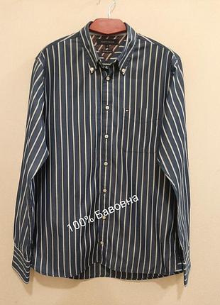 Хлопковая мужская рубашка от tommy hilfiger в идеальном состоянии, р. 46 (m)