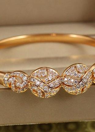 Браслет бенгл xuping jewelry сяючі орбіти на руку від 16 см до 18 см золотистий