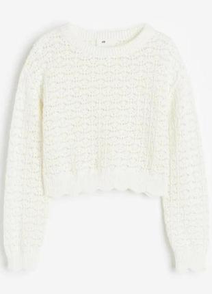 Стильна в'язана укорочена коттонова кофта топ h&m