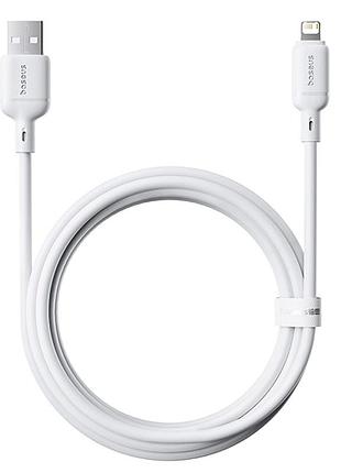 Дата кабель baseus silky series os fast charging usb to lightning 2.4a (1m) (p1037770) moon white