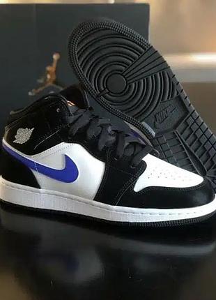 Кроссовки air jordan 1 mid gs ‘black racer blue 38 (24см.) 📏24.5см