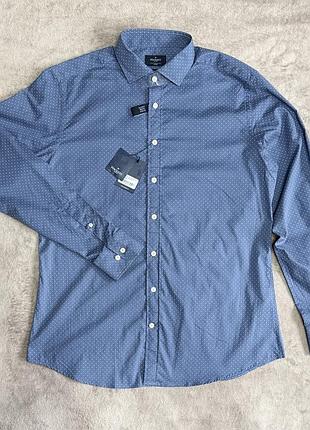 Hackett london l kent slim fit новая рубашка в горошек синяя