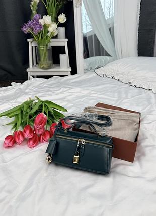 Loro piana extra pocket 20 in smooth leather teal green 20x11