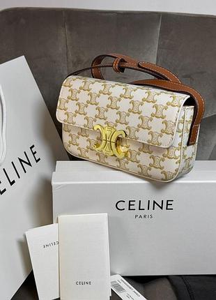Celine triomphe canvas bag leather 20х11х4