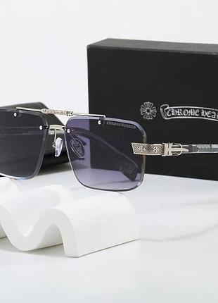 Безоправні стильні сонцезахисні окуляри chrome hearts (88930) сірі