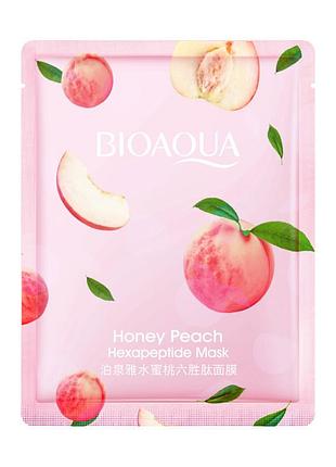 Тканевая маска bioaqua peach extract hexapeptide extract с экстрактом персика 25мл