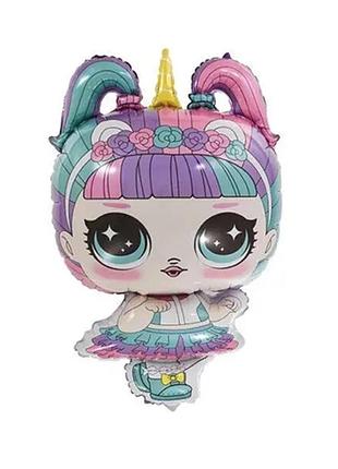 Фольгированный шарик js balloon фигура "кукла лол единорог" 10 шт наполнение воздухом или гелием для тематических вечеринок