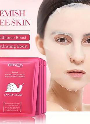 Тканинна маска bioaqua beauty firming anti wrinkle wake up skin energy snails mask 25мл