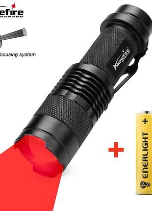 Мощный телескопический фонарик с красным светом alonefire sk68 / led фонарь с зумом / один режим свечения + батарейка