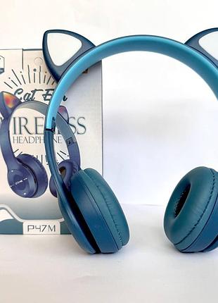 Беспроводные наушники cat ear rgb p47m (синий)