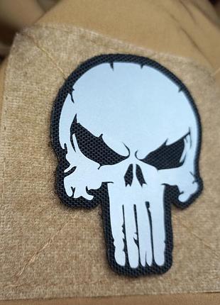 Punisher шеврон, патч светоотражающий (рефлективный)