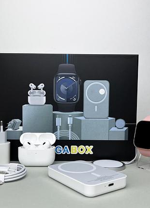 Комплект megabox 6в1 - watch 9 / air pro 2 / battary pack / magsafe / 20w type-с / кабель 3х / ремешок (розовый)