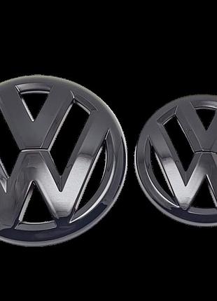 Комплект накладок на эмблемы решетки и багажника volkswagen jetta 2011-2015 чёрные глянцевые
