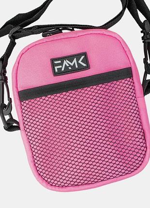 Розовая сумка через плечо famk. мужская барсетка молодежная. модный мессенджер женский