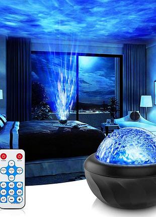 Led проектор звездного неба fokky galaxy 7 цветов водяные волны пульт управление