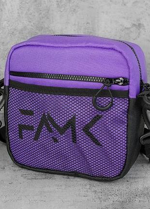 Молодежная сумка через плечо famk. фиолетовая барсетка на плечо. женская, мужская сумка мессенджер