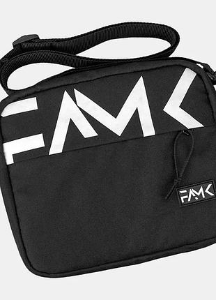 Большая сумка через плечо famk. черная сумка спортивная через плечо. тканевая барсетка мессенджер большой