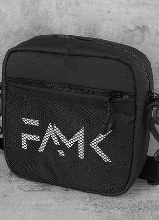 Молодежная сумка через плечо famk. черная барсетка на плечо. женская, мужская сумка мессенджер