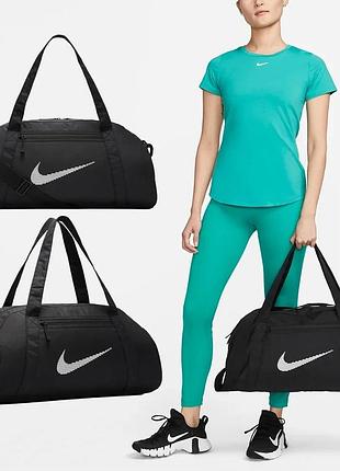 Спортивна сумка жіноча nike gym club 24 л. чорна сумка найк для спортзала, фітнеса, плавання, тренувань