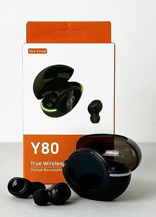 Беспроводные наушники y80 series, earbuds, smart case (черные)