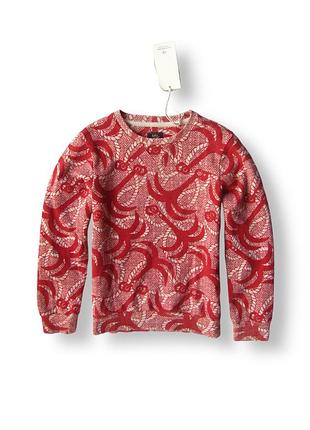 Красно-бежевая мягкая кофта толстовка с узорами в якорь scotch & soda 8-9 лет