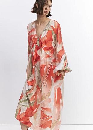 Платье вискоза h&m pastel watercolour print kimono midi oversized dress.