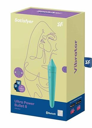 Мощная виброкуля с функцией управления со смартфона satisfyer ultra power bullet 8, бирюзовый 4