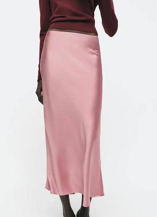 Zara атласна спідниця міді