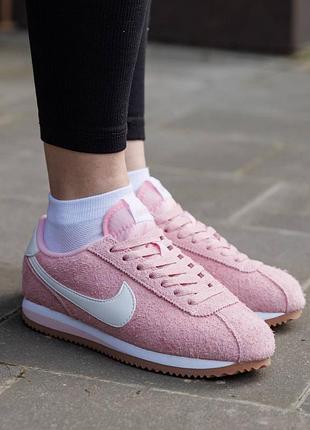 Женские кроссовки nike cortez pink white