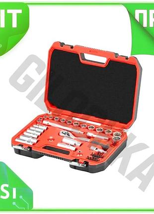 Ve набір інструментів intertool 3/8" new version 39 одиниць red для автосервісу та домашнього використ n6w_ver