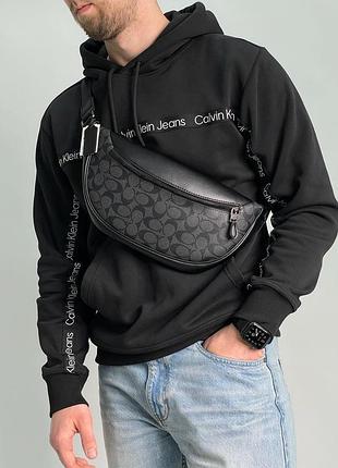 Бананка coach warren belt bag grey