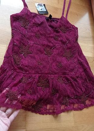 1+1=3 красивый топ кружево обшитое бисером zara