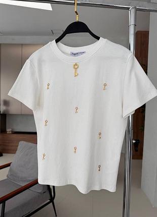 Футболка schiaparelli біла з золотими ключиками