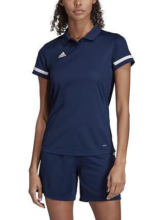 Женская теннисная футболка-поло adidas team 19 polo - темно-синяя (размер m)