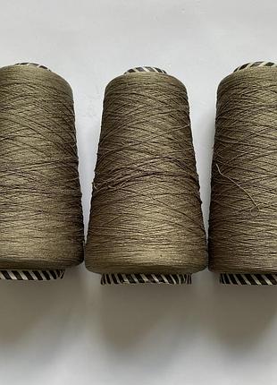 Набор итальянской бобинной пряжи fbsilk filati buratti, шелк, хаки, 700 г