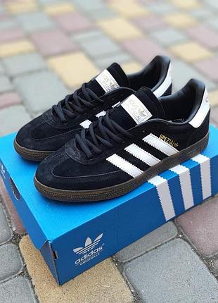 Мужские кроссовки adidas spezial черные с белым – акция на топ качество!