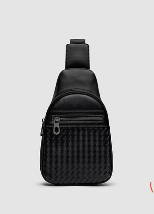 Сумка слинг bottega venetta black leather bag